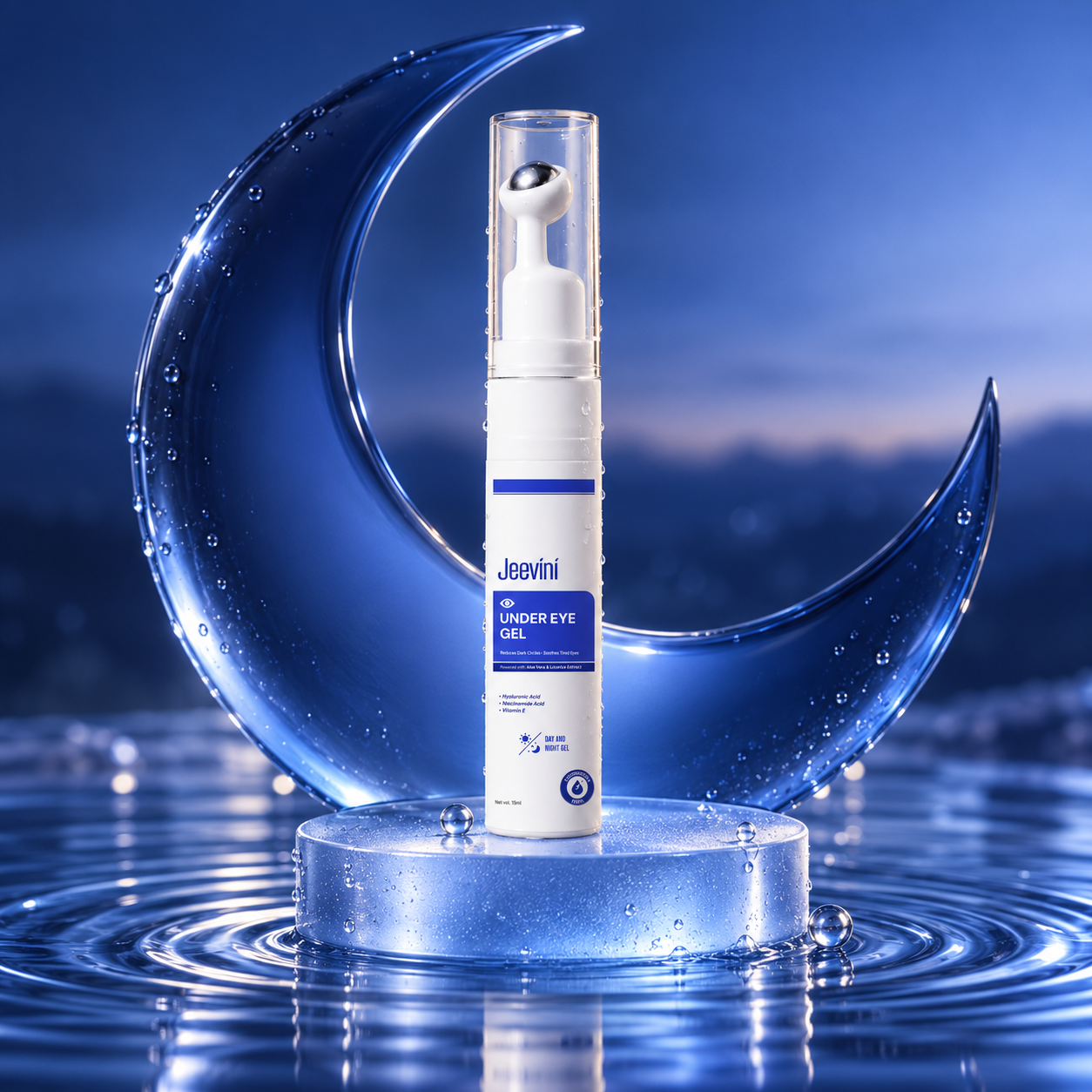 JeeViNi Under Eye Gel with Cooling Metallic Roller (15ml)